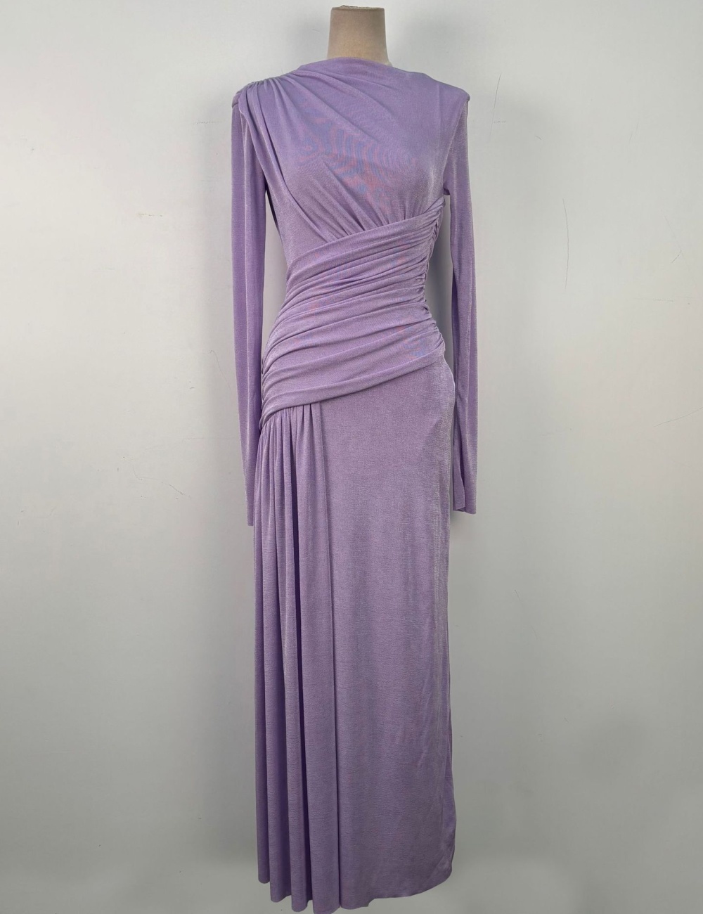 Asymmetry fold slim long dress simple niche dress