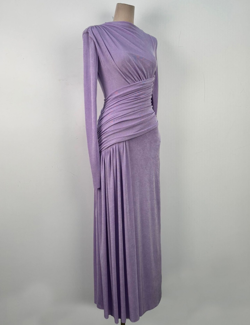 Asymmetry fold slim long dress simple niche dress