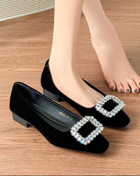 Rhinestone autumn cozy shoes soft soles girl flattie for women
