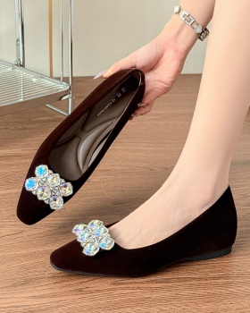 Rhinestone lazy shoes wine-red shoes for women