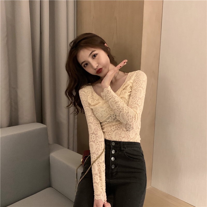 All-match retro lace temperament bottoming shirt