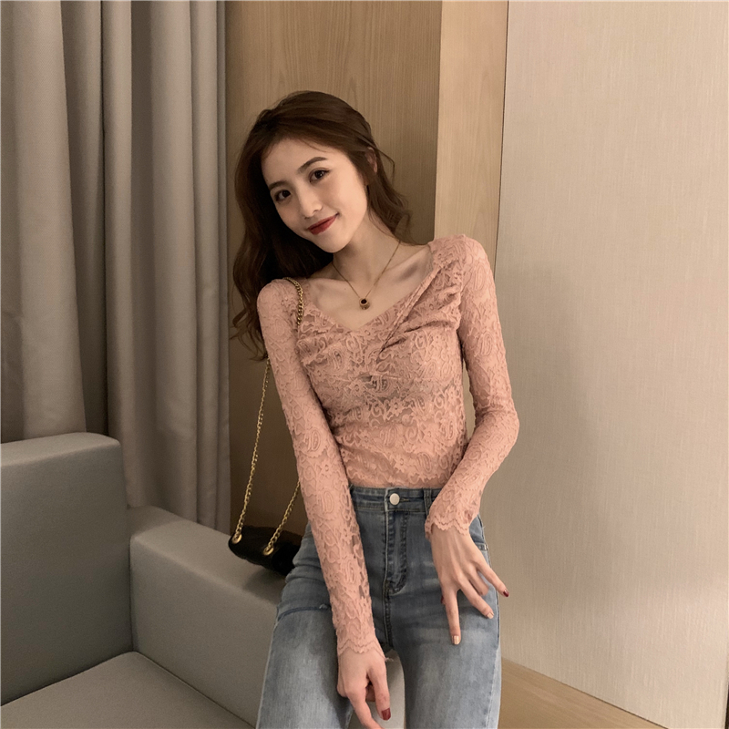 All-match retro lace temperament bottoming shirt