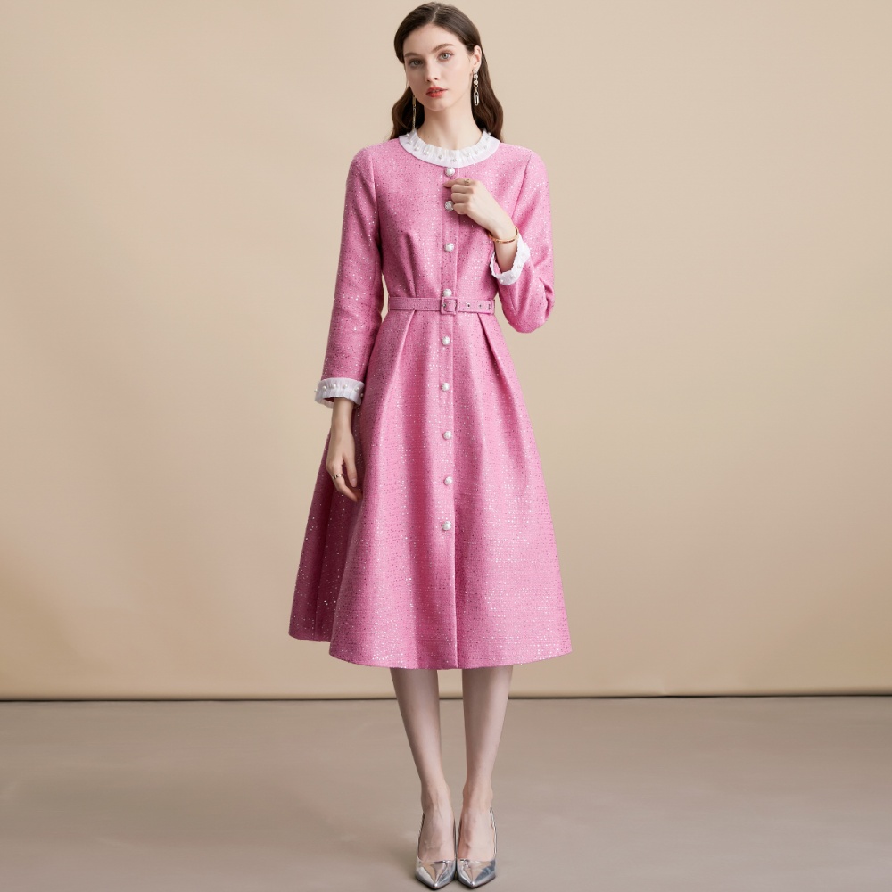 France style slim with belt retro elegant chanelstyle dress