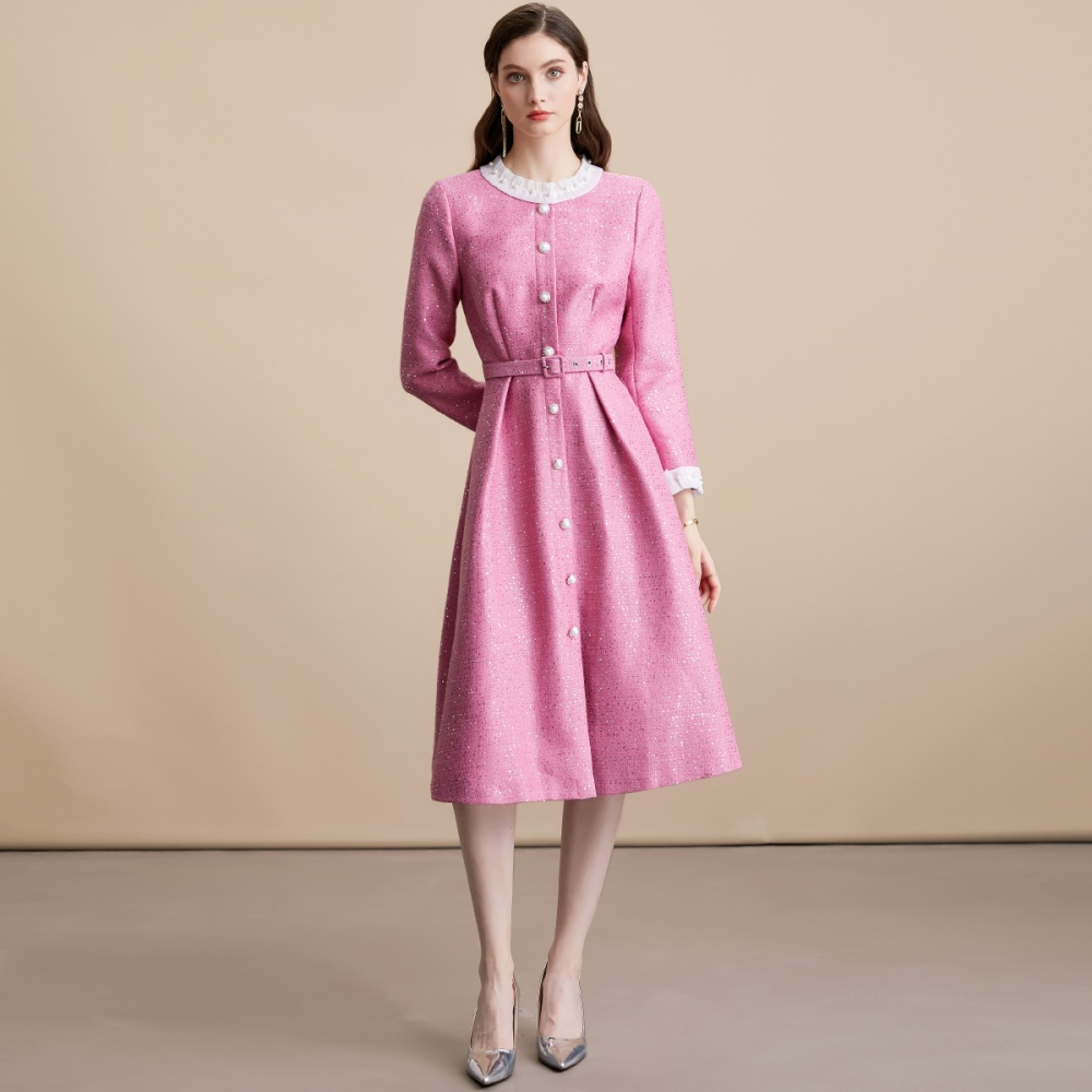 France style slim with belt retro elegant chanelstyle dress