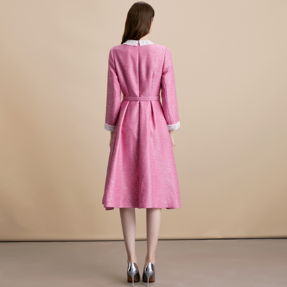 France style slim with belt retro elegant chanelstyle dress