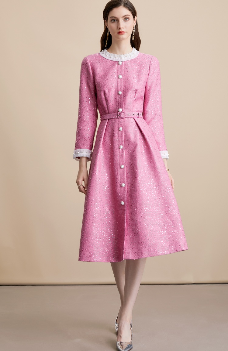 France style slim with belt retro elegant chanelstyle dress