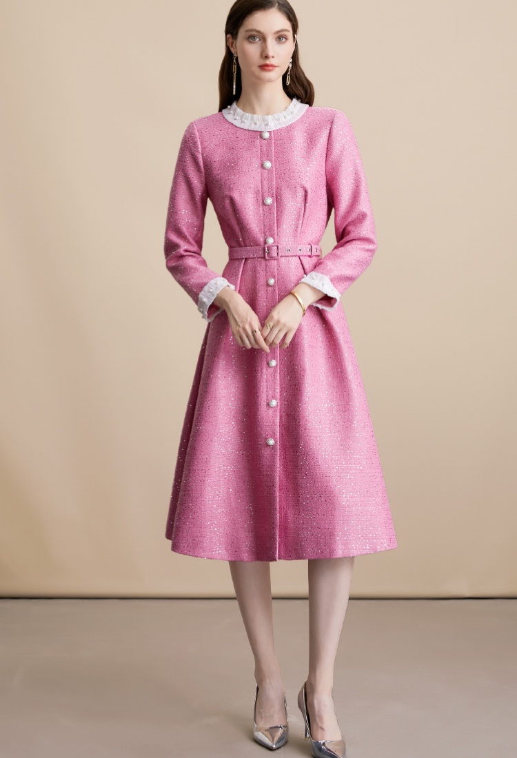 France style slim with belt retro elegant chanelstyle dress