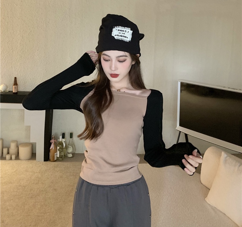Elasticity cozy slim soft mixed colors T-shirt