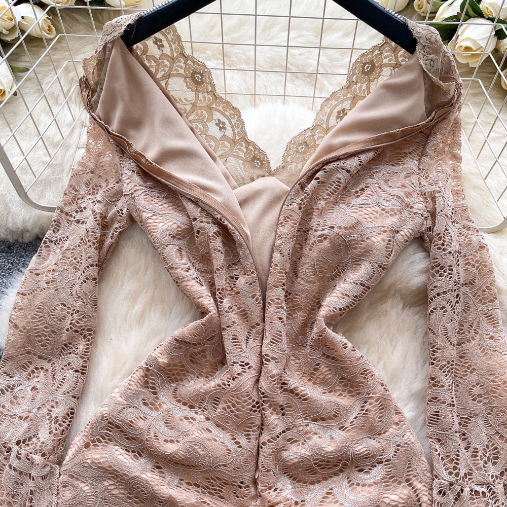 Trumpet sleeves slim autumn dress for women