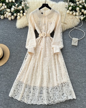 Long sleeve niche beading France style long dress