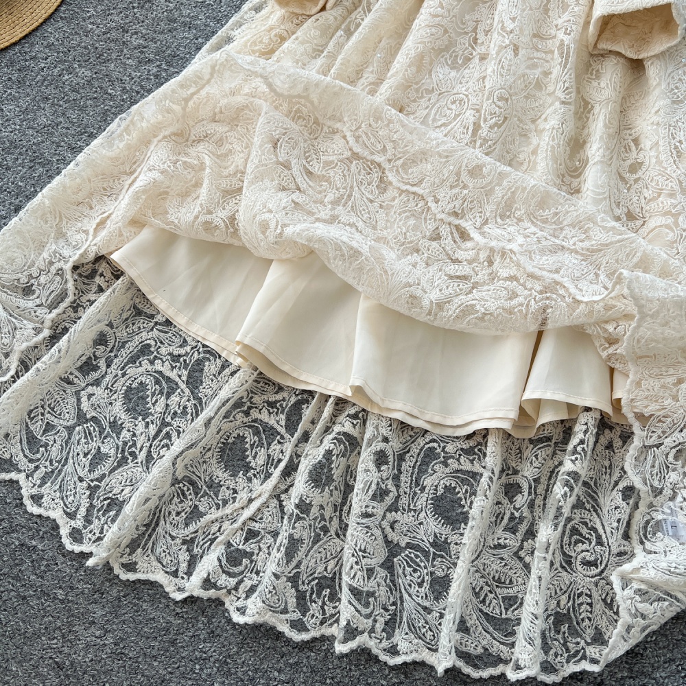 Long sleeve niche beading France style long dress