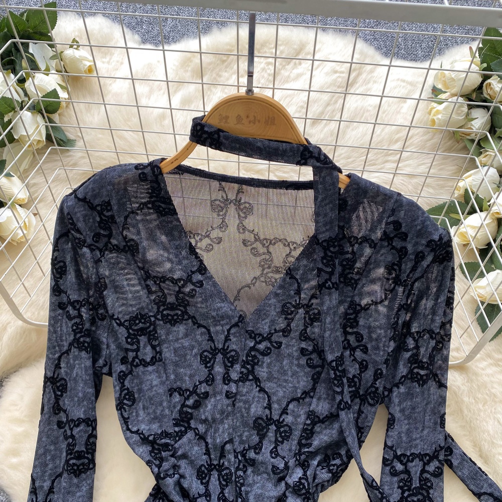 France style all-match T-shirt autumn gauze shirt for women
