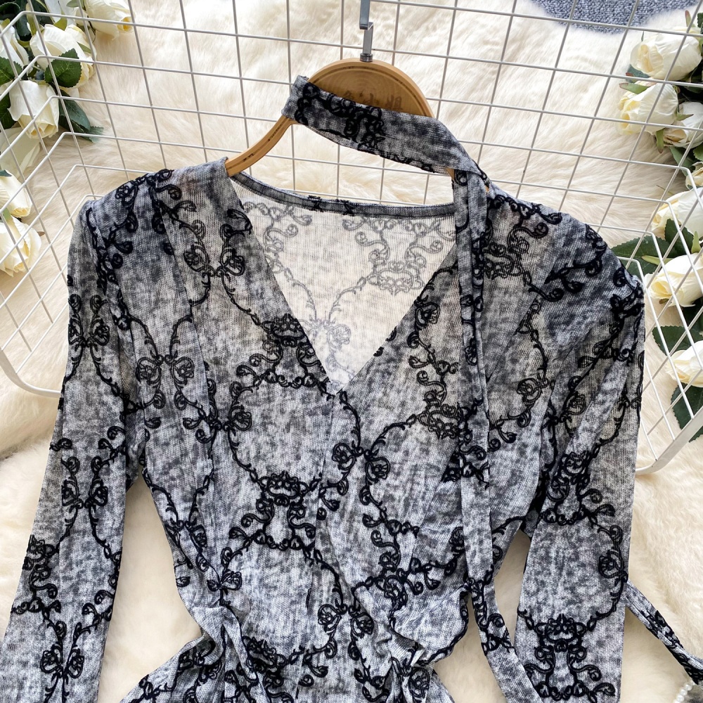 France style all-match T-shirt autumn gauze shirt for women