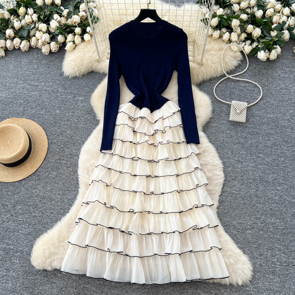 France style flowers chanelstyle long sleeve dress for women