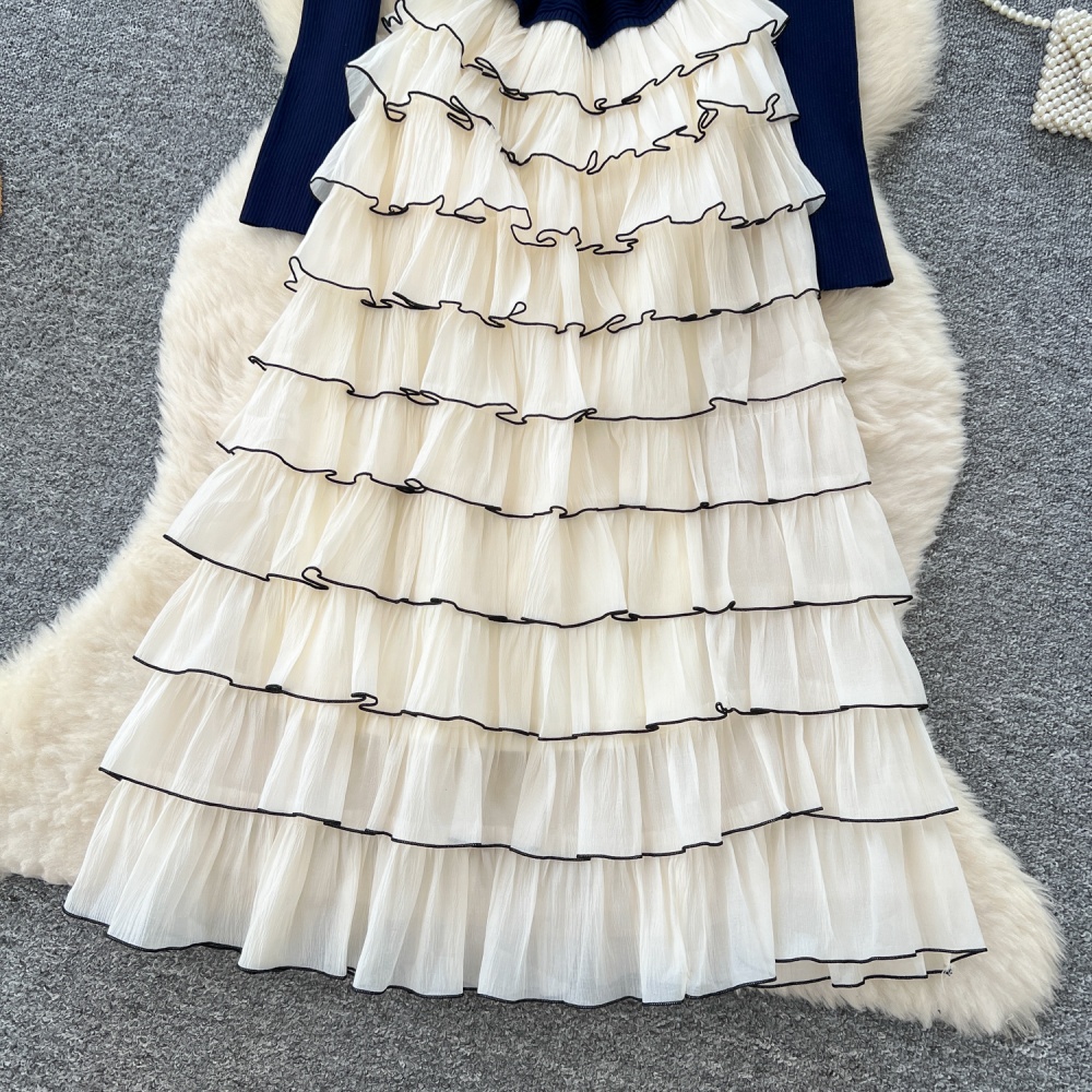 France style flowers chanelstyle long sleeve dress for women