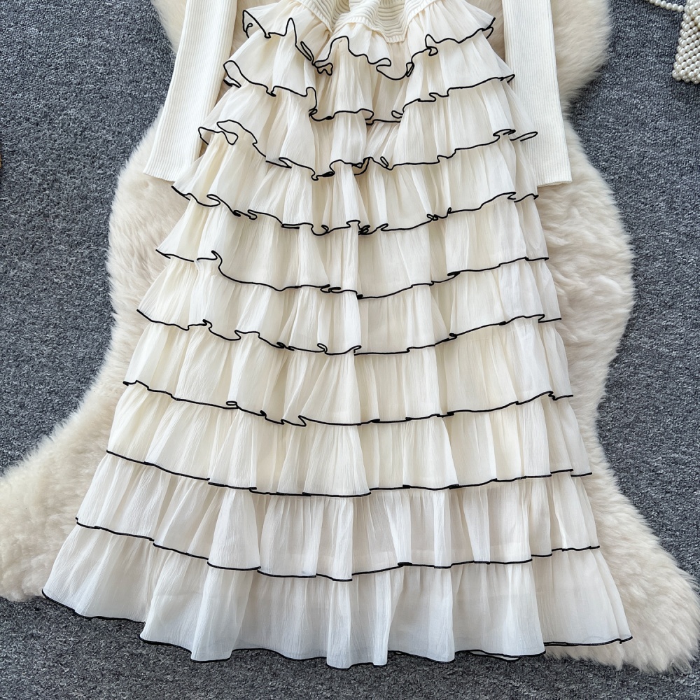 France style flowers chanelstyle long sleeve dress for women