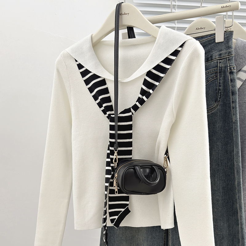Thin high stripe tops Korean style T-shirt for women