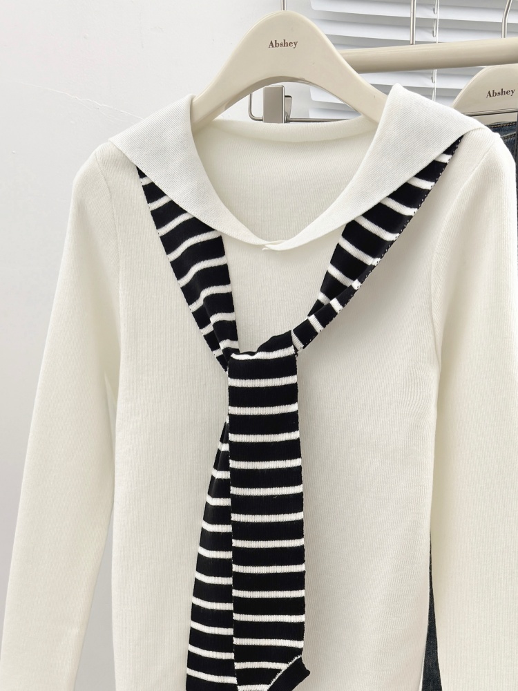 Thin high stripe tops Korean style T-shirt for women
