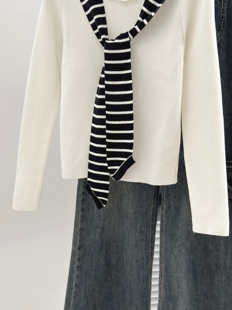 Thin high stripe tops Korean style T-shirt for women