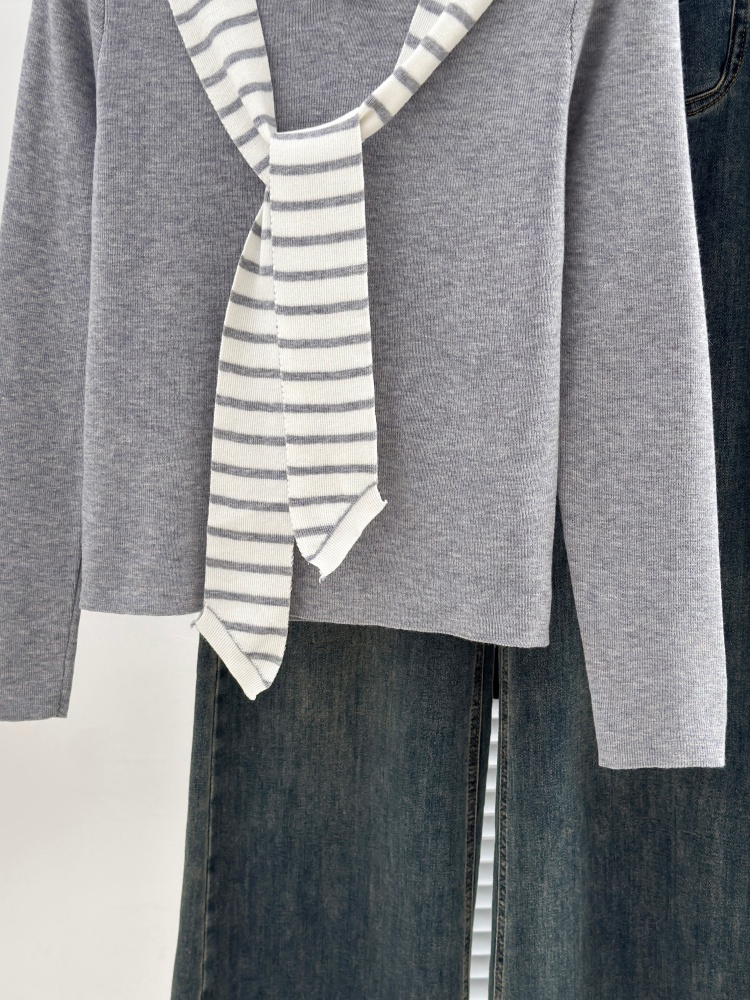 Thin high stripe tops Korean style T-shirt for women