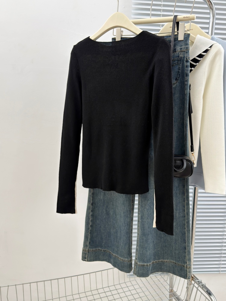 Mixed colors long sleeve tops autumn and winter T-shirt