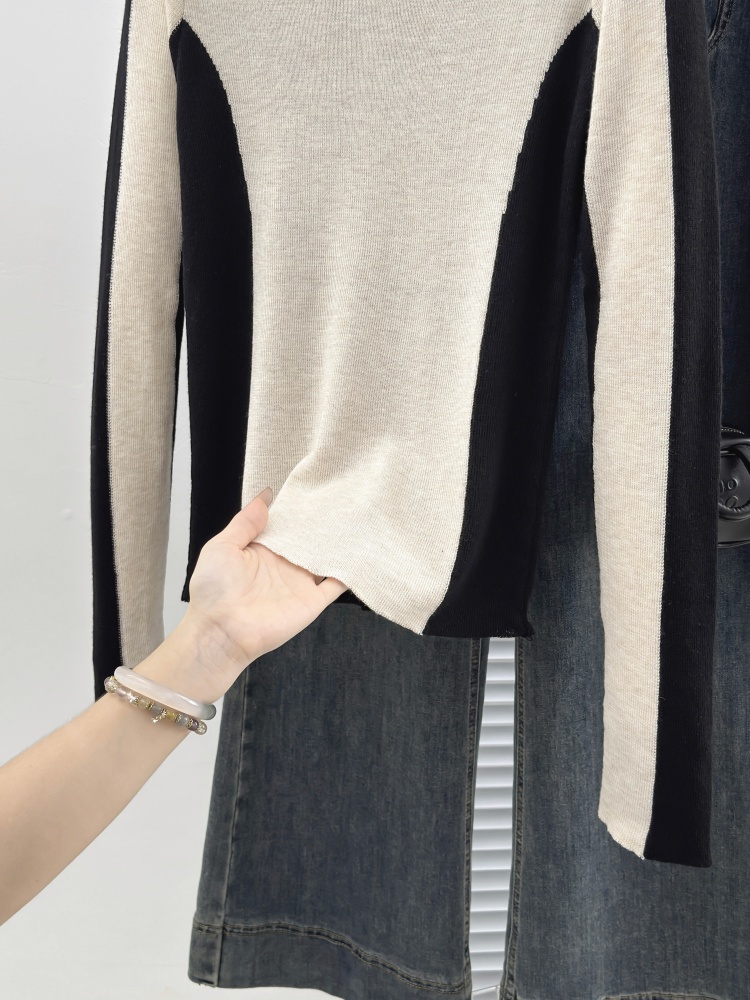 Mixed colors long sleeve tops autumn and winter T-shirt