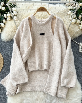 Halter sleeveless coat tender loose sweater a set