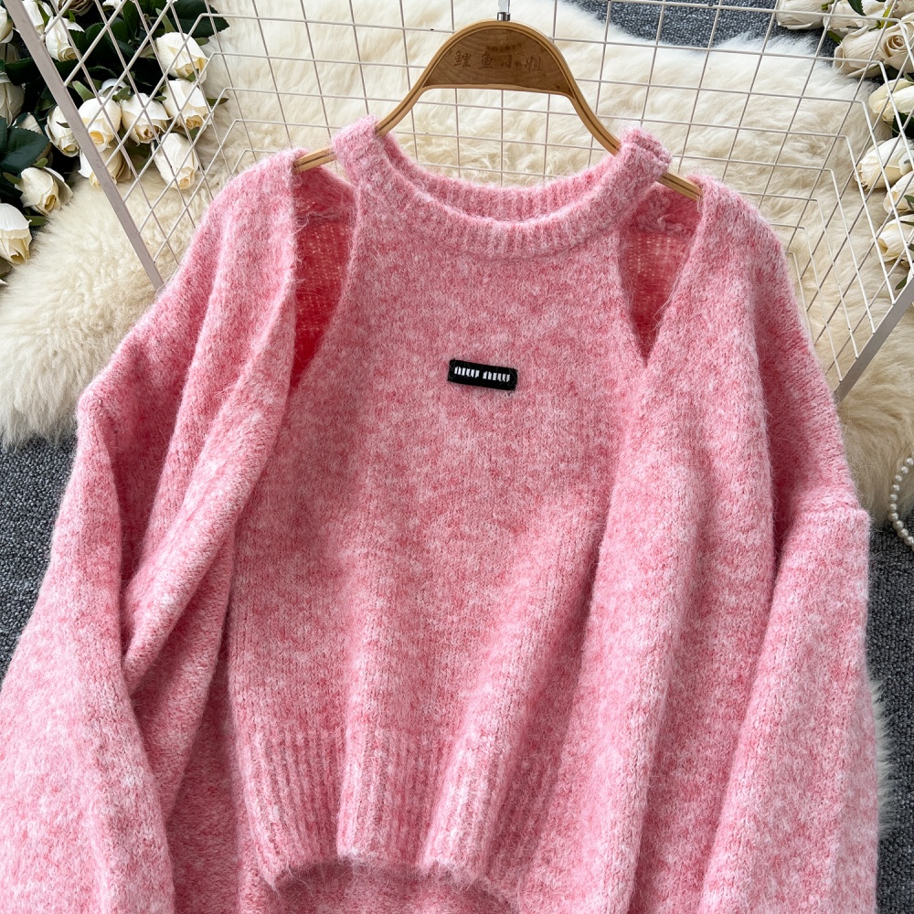 Halter sleeveless coat tender loose sweater a set