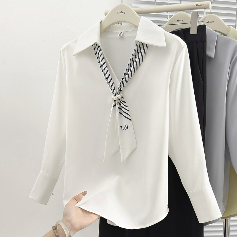 Autumn profession tops streamer satin shirt