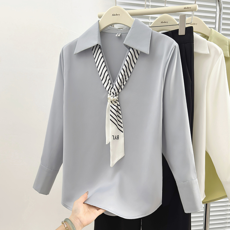 Autumn profession tops streamer satin shirt