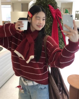 Stripe autumn and winter cardigan Korean style tops