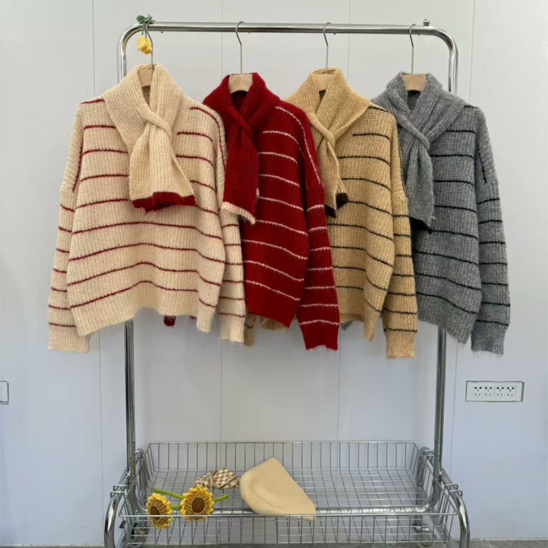 Stripe autumn and winter cardigan Korean style tops