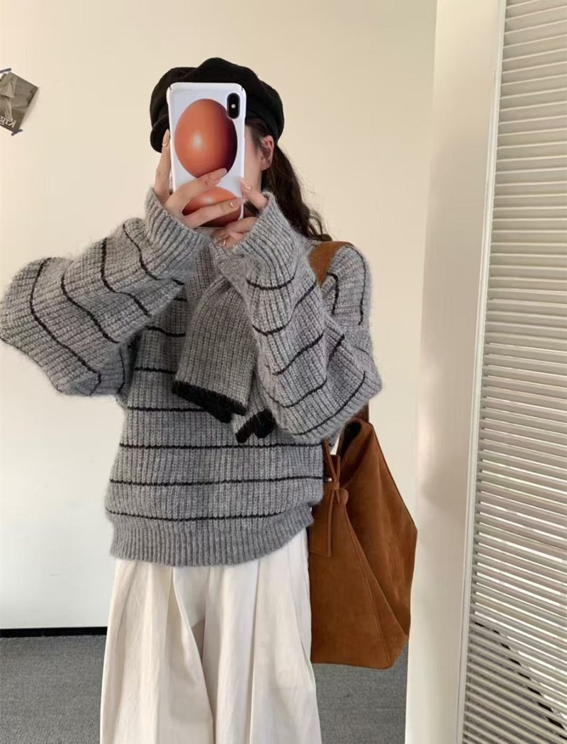 Stripe autumn and winter cardigan Korean style tops