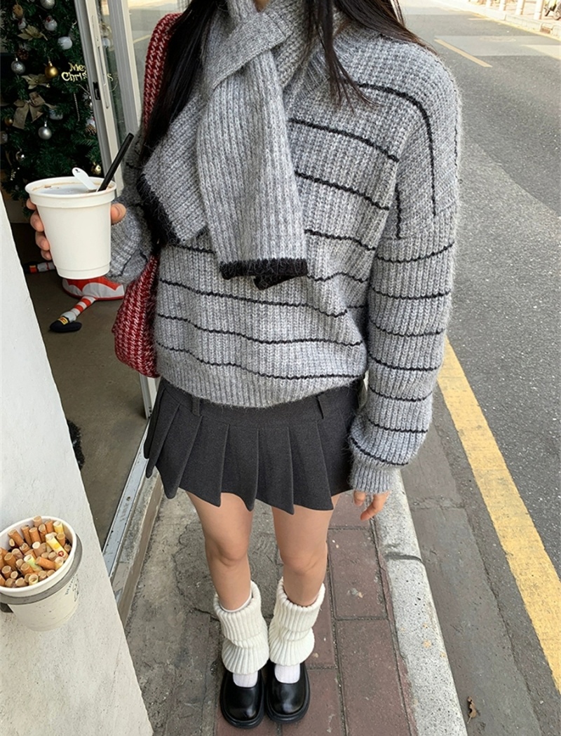 Stripe autumn and winter cardigan Korean style tops