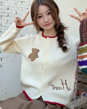 Embroidery cardigan bear small shirt for women