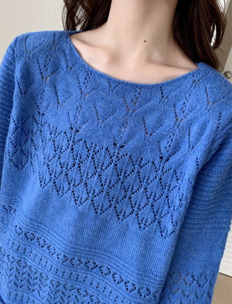 Lazy hollow loose tops unique mohair smock for women