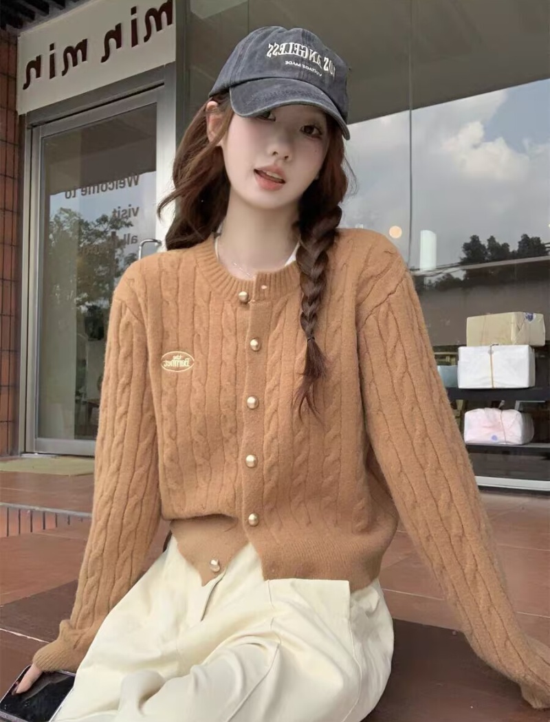 Korean style knitted sweater twist autumn coat for women