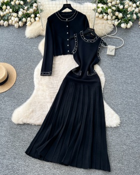 Chanelstyle round neck coat fashion cardigan for women