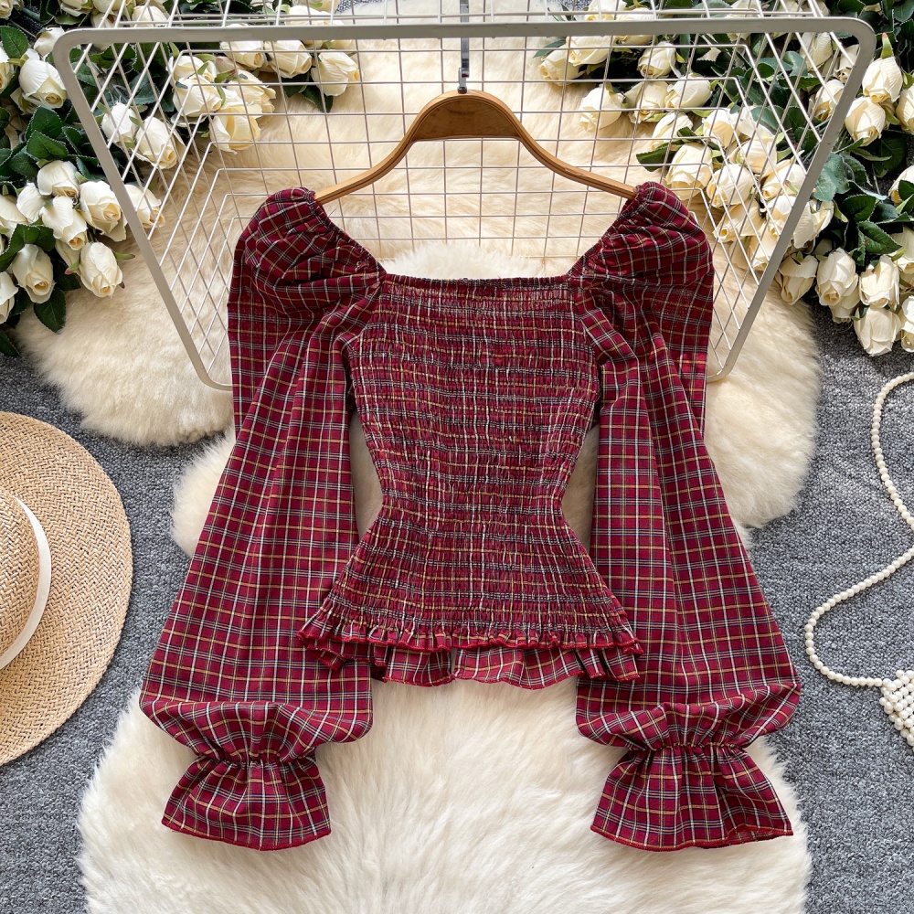 Tender unique tops show young puff sleeve shirt for women