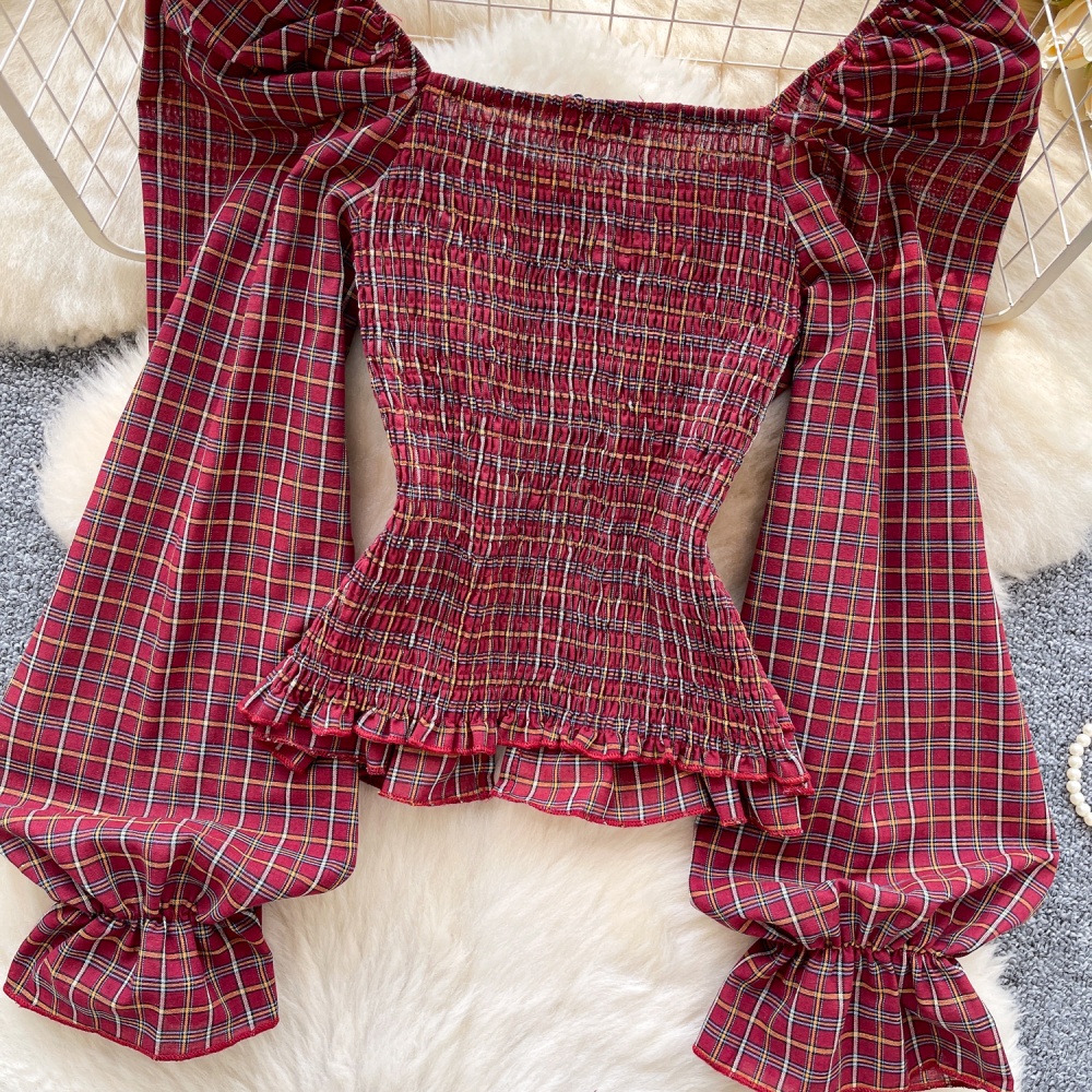 Tender unique tops show young puff sleeve shirt for women