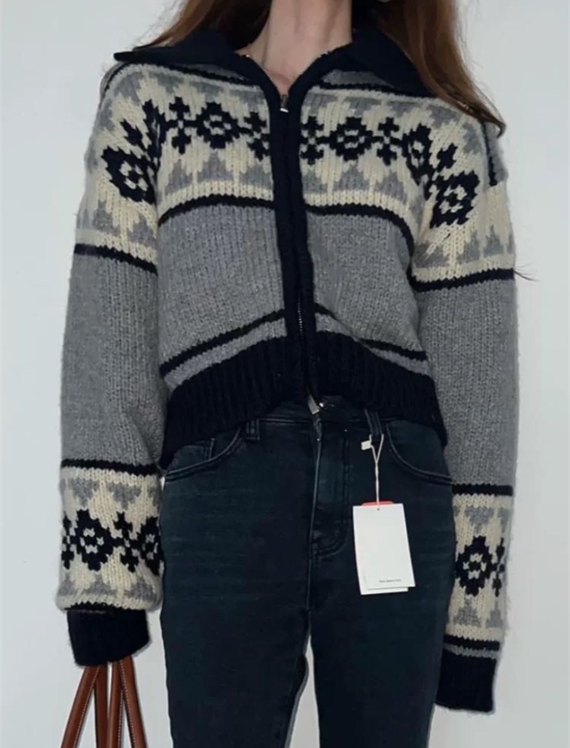 Jacquard winter coat show young sweater for women