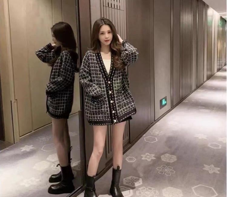 Korean style lazy cardigan wears outside coat for women