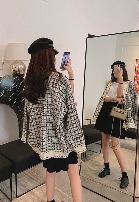Korean style lazy cardigan wears outside coat for women