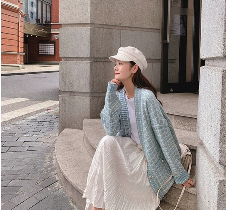 Korean style lazy cardigan wears outside coat for women