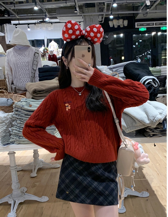 Autumn and winter knitted lazy tops round neck cubs sweater