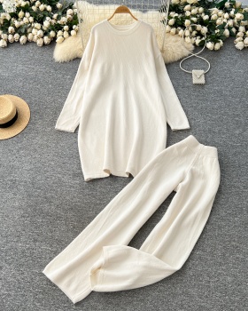 Knitted Casual sweater slim long pants 2pcs set for women
