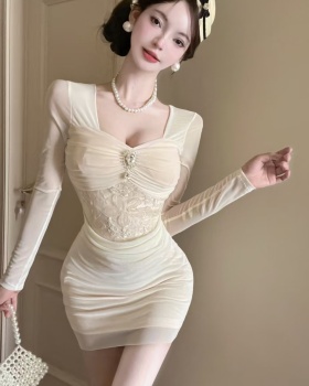 Bottoming spicegirl enticement gauze package hip dress