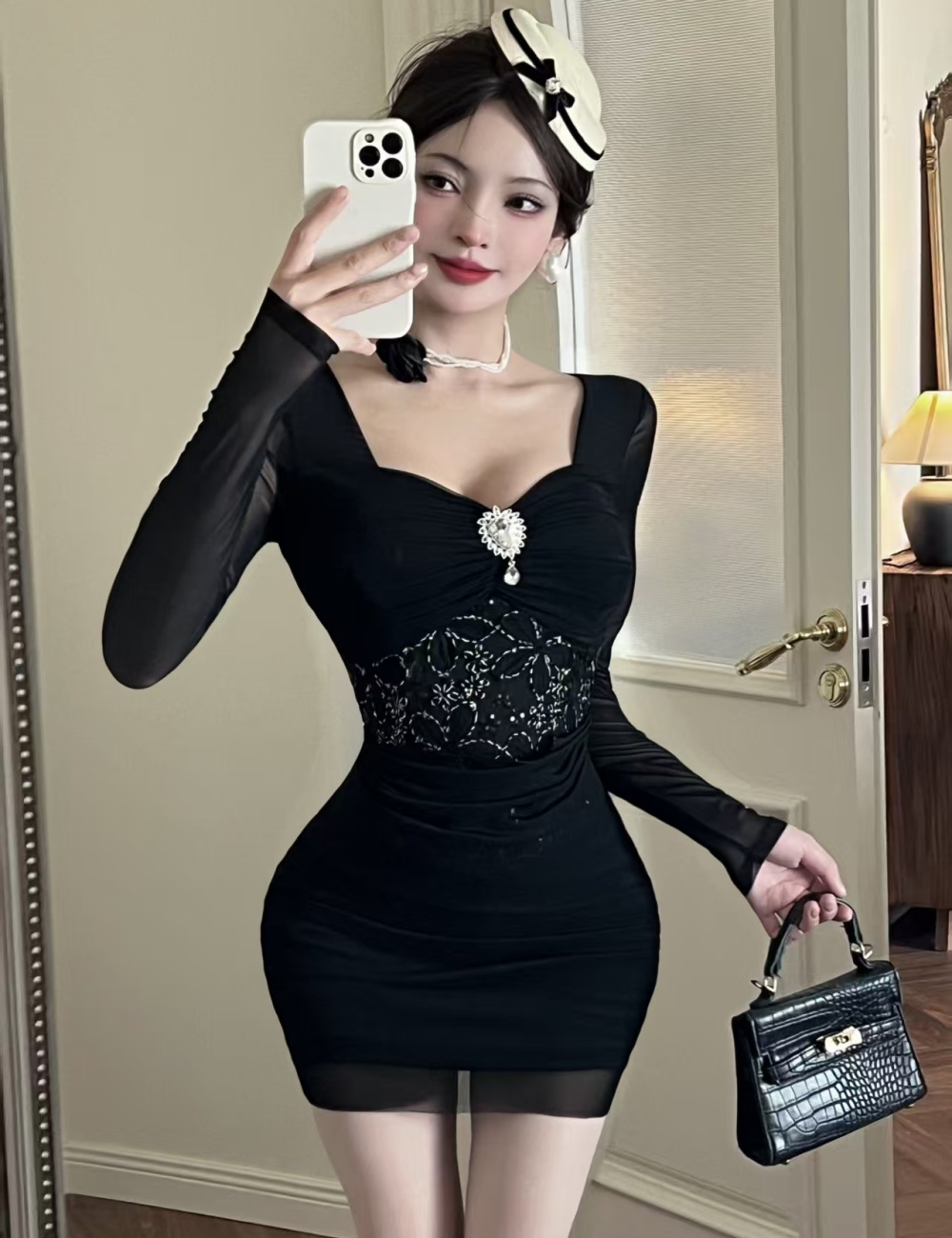 Bottoming spicegirl enticement gauze package hip dress