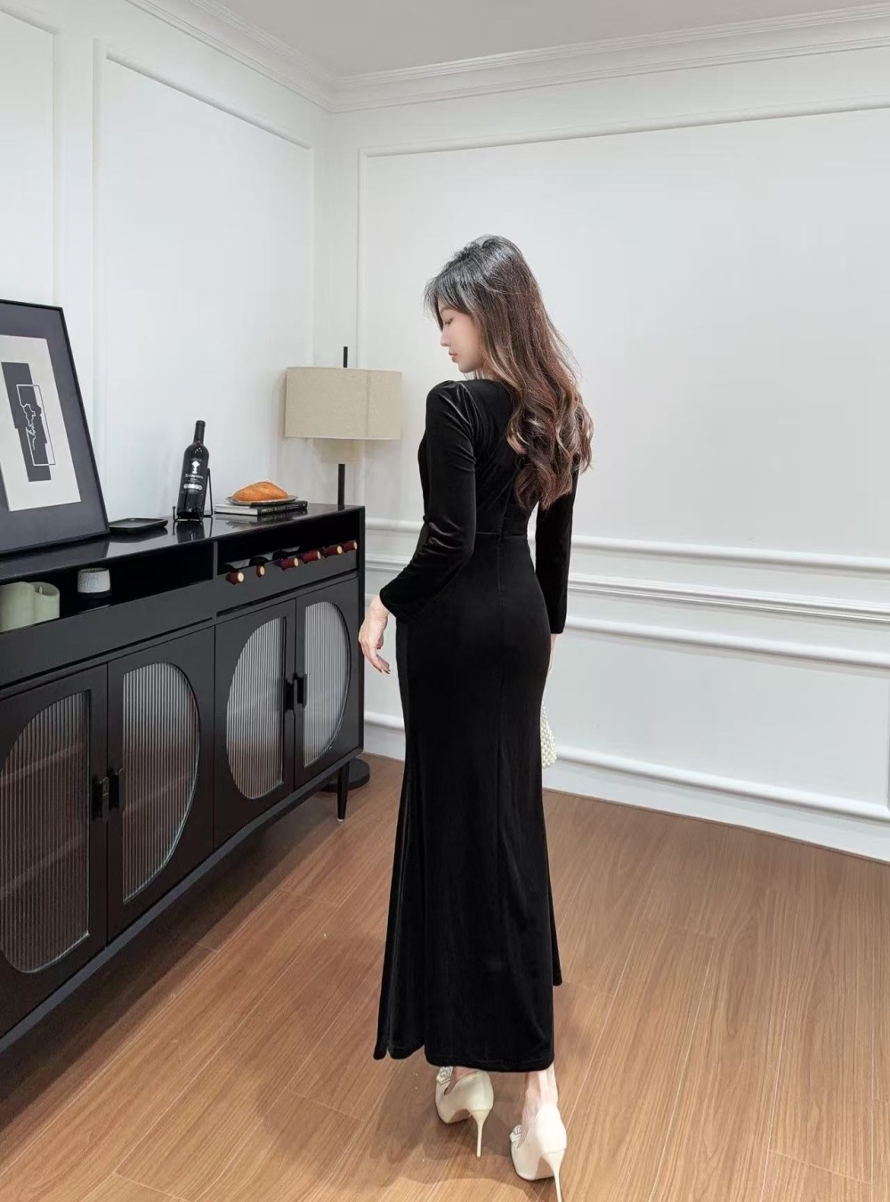 Split temperament fashion sexy slim France style dress