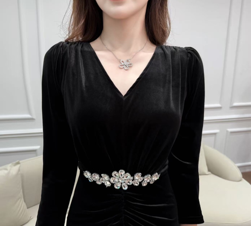 Split temperament fashion sexy slim France style dress